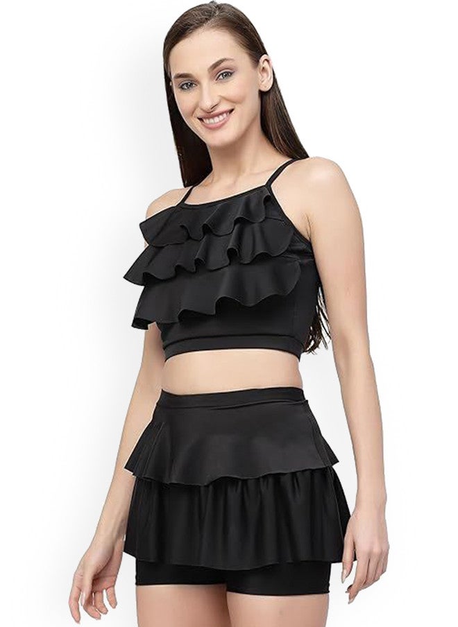 CUKOO Women Padded Ruffle Detail Two Piece Swim Set - Image 3